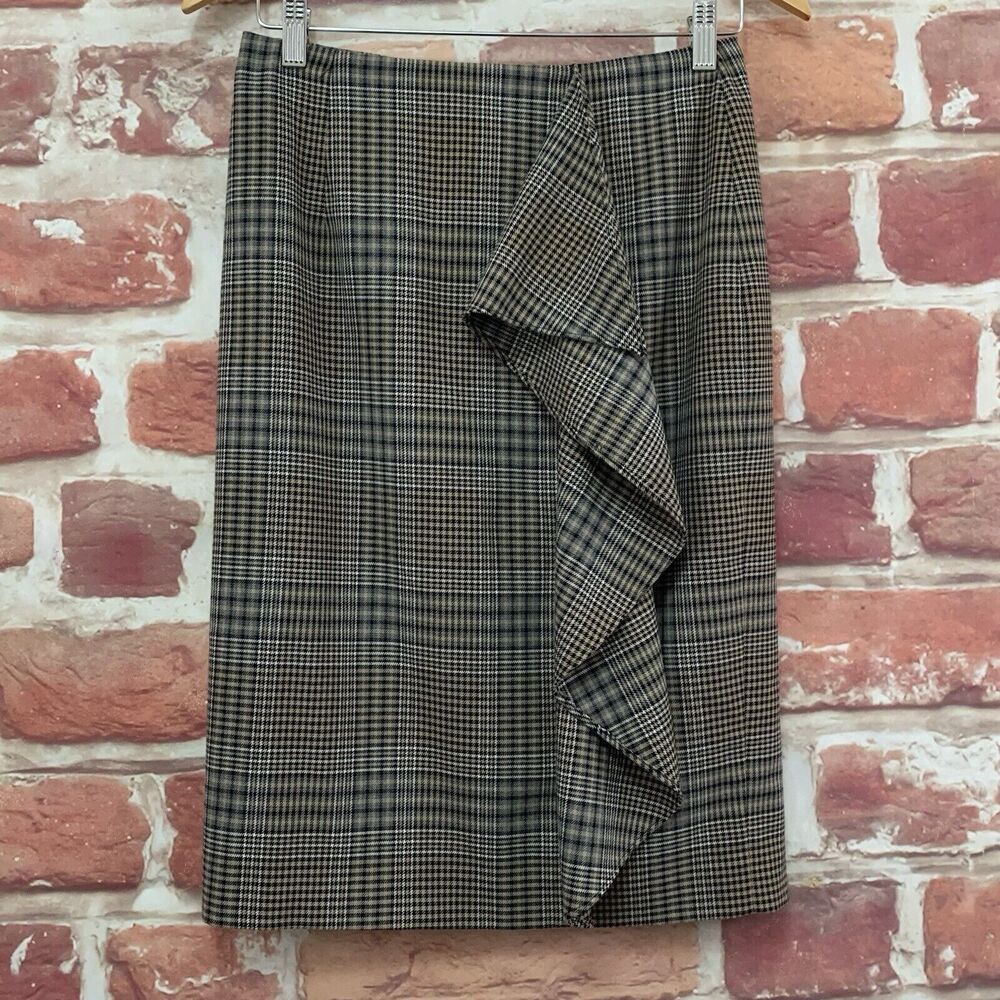 Antonio Melani Womens Skirt Size 2 Multicolor Plaid Career Work Office Zip Up